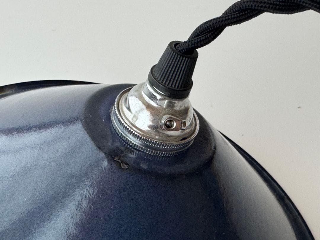 アンティーク フランス 紺色 エナメル ホーロー ペンダントライト 電球付き