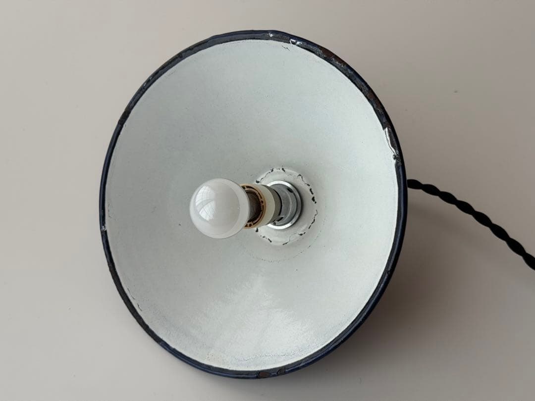 アンティーク フランス 紺色 エナメル ホーロー ペンダントライト 電球付き