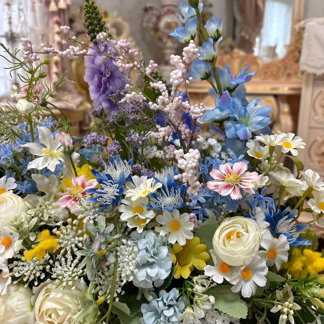 特大サイズ・横広・フラワーアレンジメント・サンタアコーディオンオルゴール合計2点