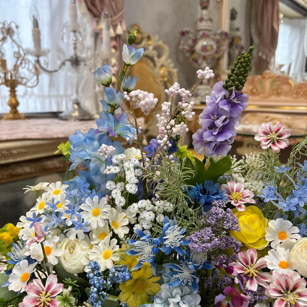 特大サイズ・横広・フラワーアレンジメント・サンタアコーディオンオルゴール合計2点