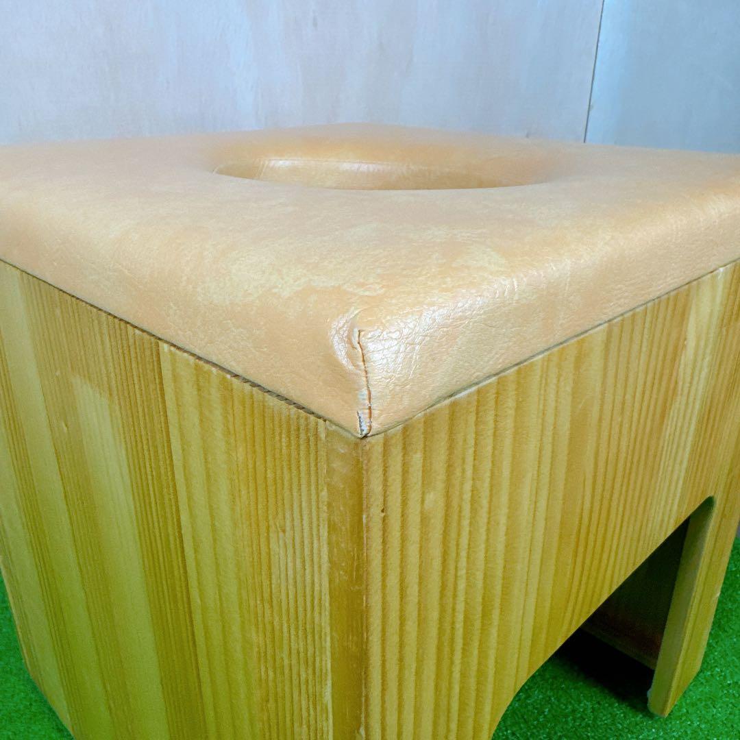展示品 よもぎ蒸し 木製スツール クッション付き 【温活】 蓬　イス 丸穴