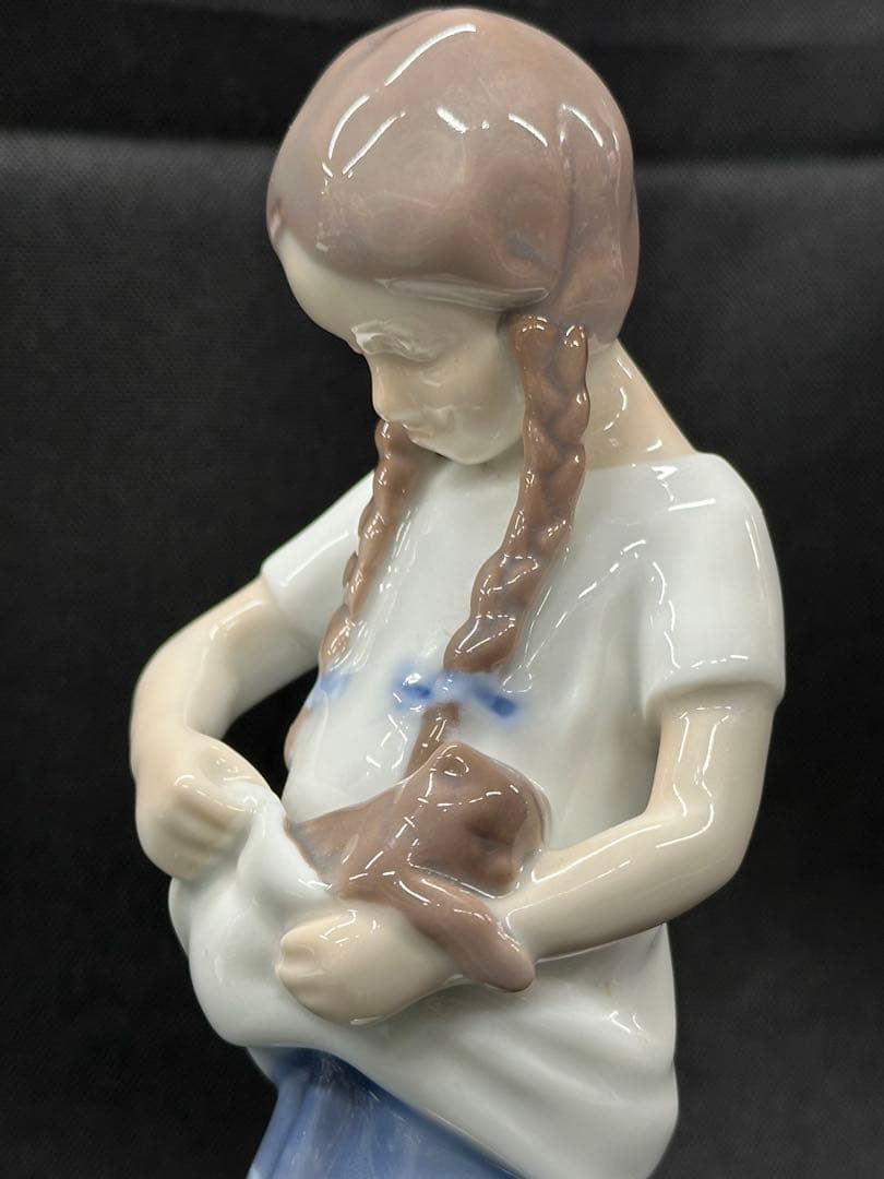 【保管品】B&G BING&GRONDAHL フィギュリン　少女　猫　1779