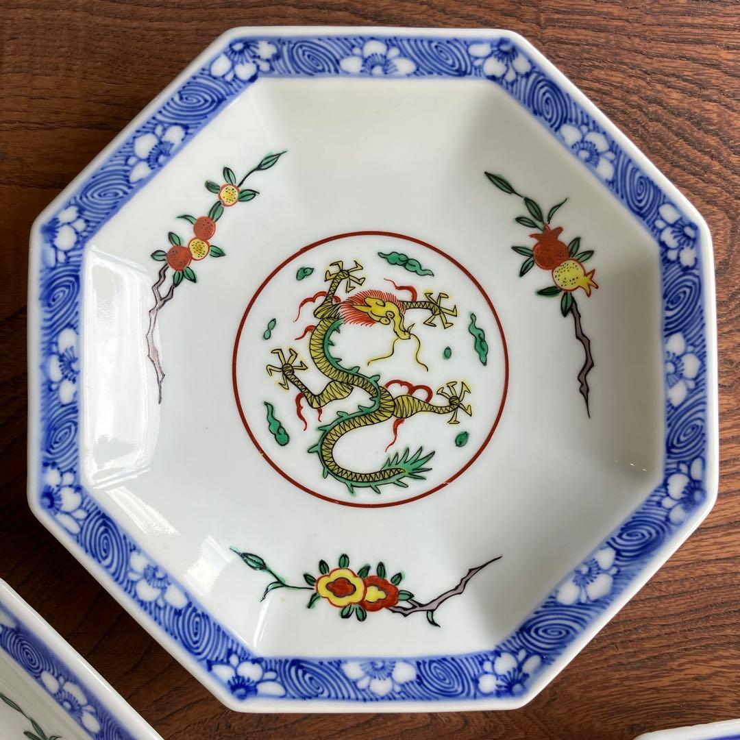 渋草焼　芳国舎　渋草芳国　龍　八角皿　飛騨高山