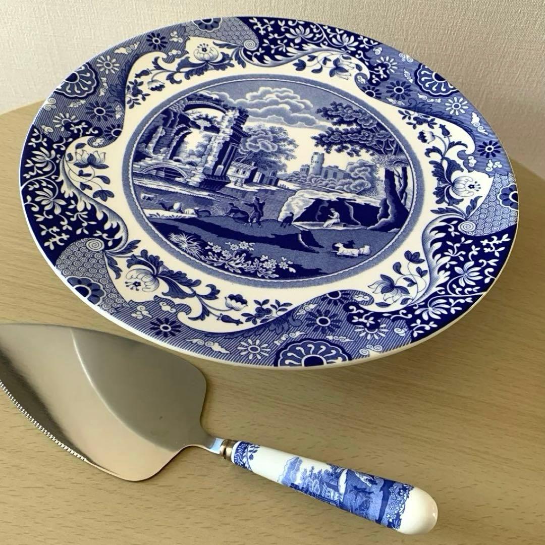 SPODE スポード ブルーイタリアン ケーキプレート　&ケーキサーバー　新品