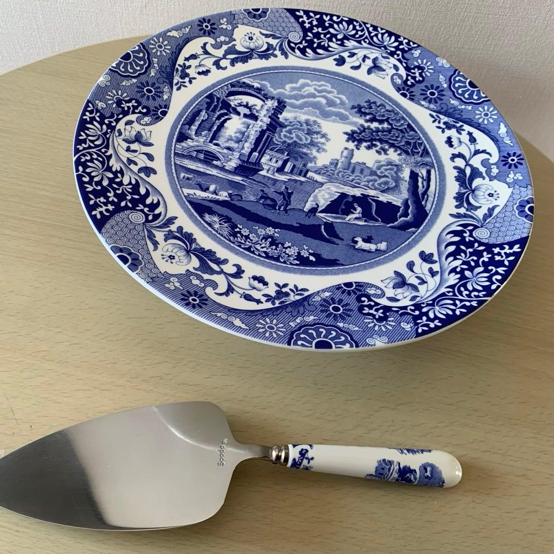SPODE スポード ブルーイタリアン ケーキプレート　&ケーキサーバー　新品