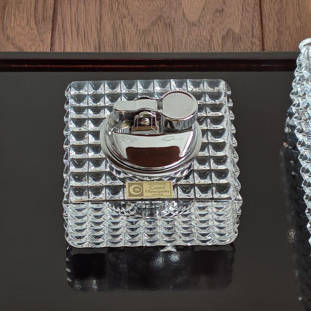 マツガオカクリスタル 灰皿 皿 ライター トレイ セット