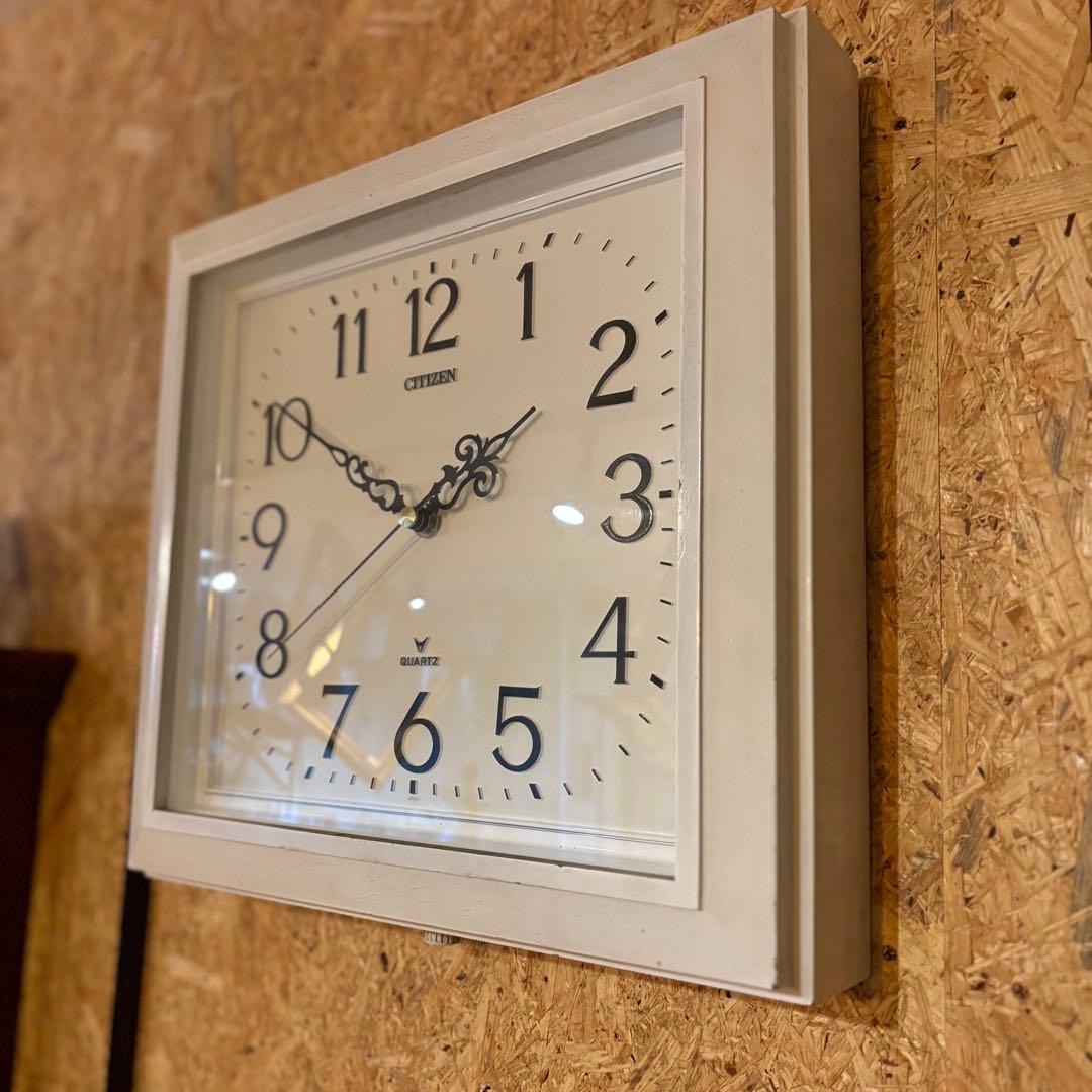 CITIZEN 昭和レトロ　壁掛け時計　ウォールクロック　ホワイトリペイント