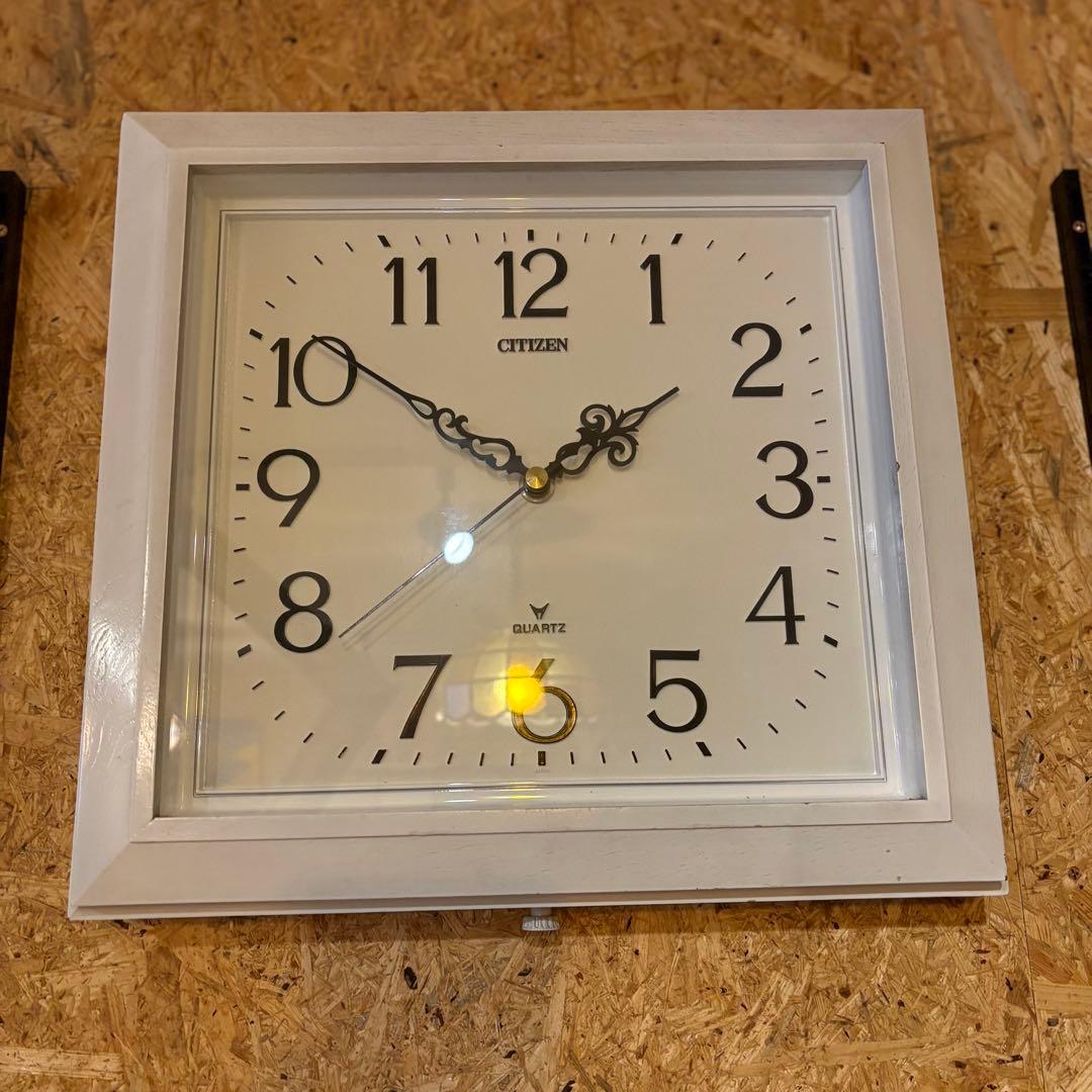 CITIZEN 昭和レトロ　壁掛け時計　ウォールクロック　ホワイトリペイント