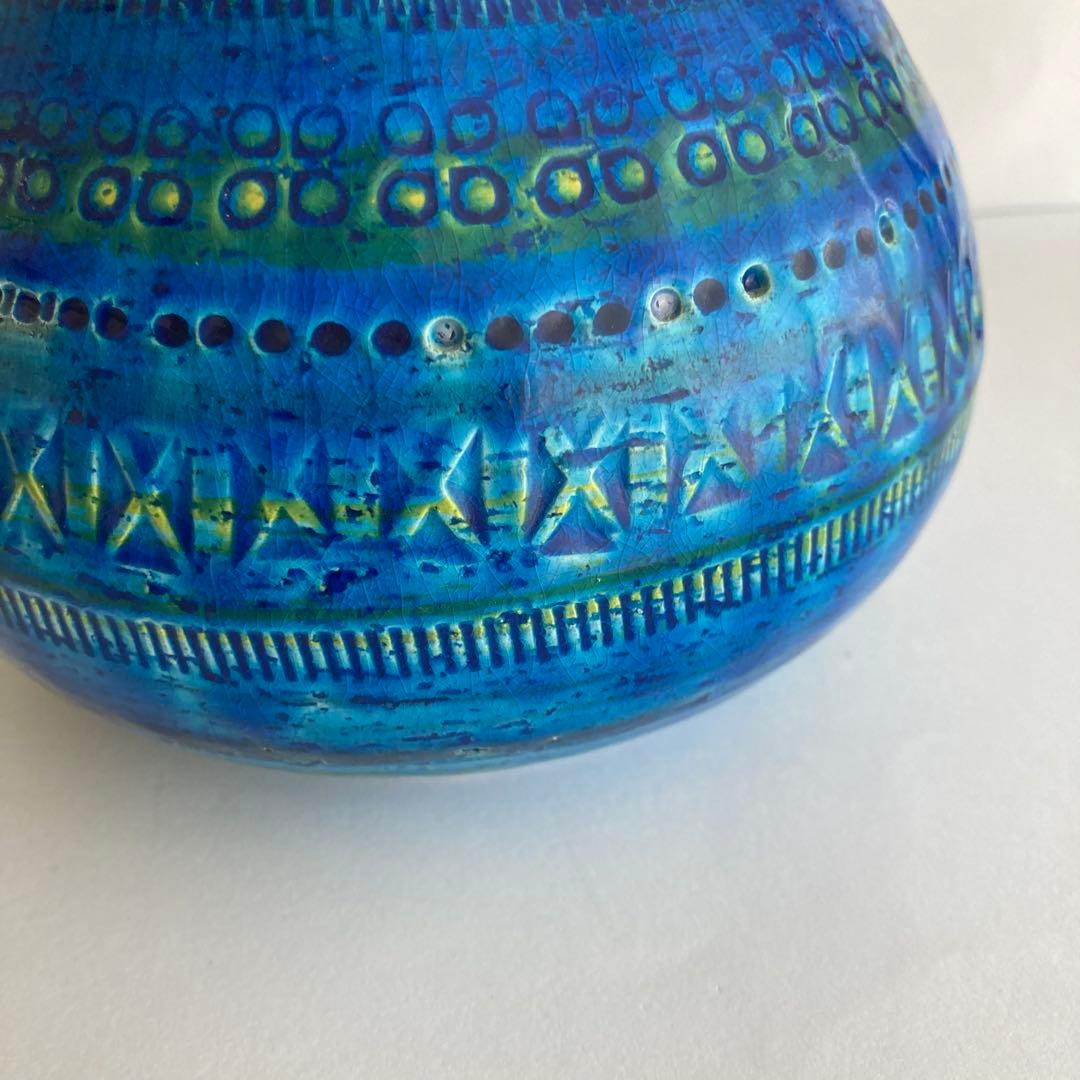 希少】FLAVIA 陶器 リミニブルー花瓶 花器 ミッドセンチュリーやシボネ