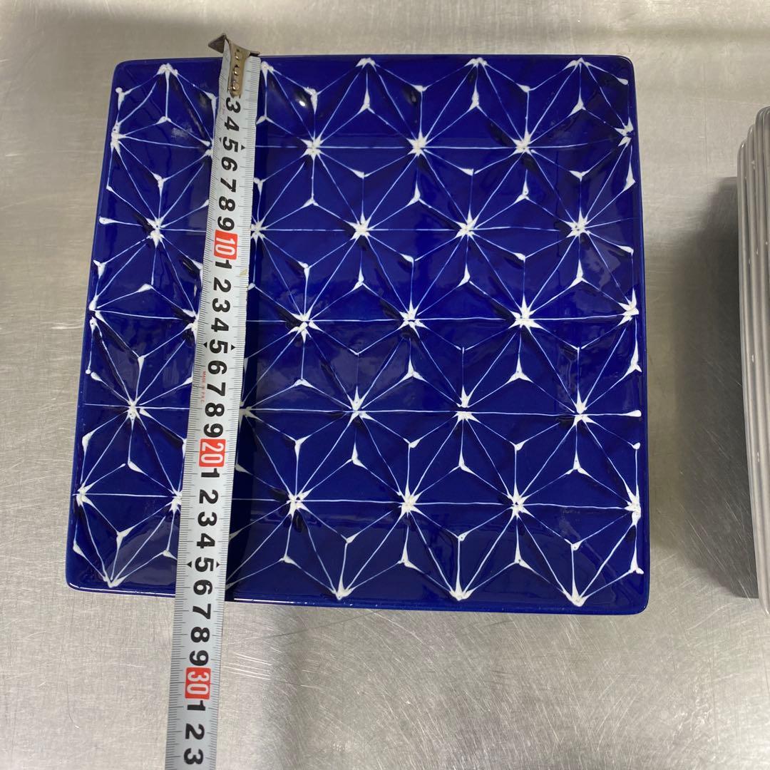 波佐見焼　ホワイトライン　スクエアプレート　L　グレー　翔芳窯