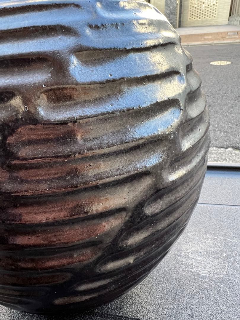 花器 花瓶 花入 壺 陶器 モダン アート 丸 昭和レトロ アノニマス