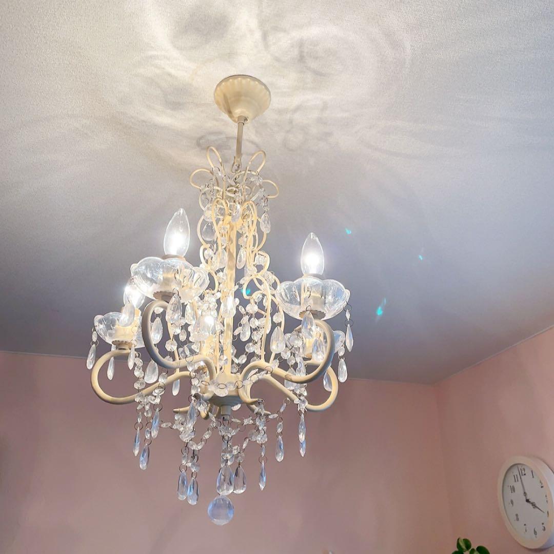 シャンデリア　Alice　5灯　クリーム色　LED対応　照明