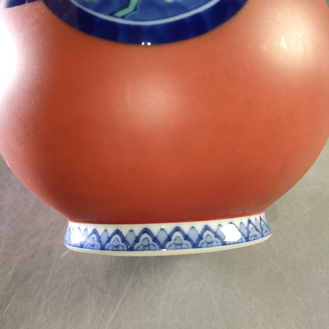 A1242-1/有田焼/香蘭社/朱色菊紋花瓶/花器/花入/花生/華道具/