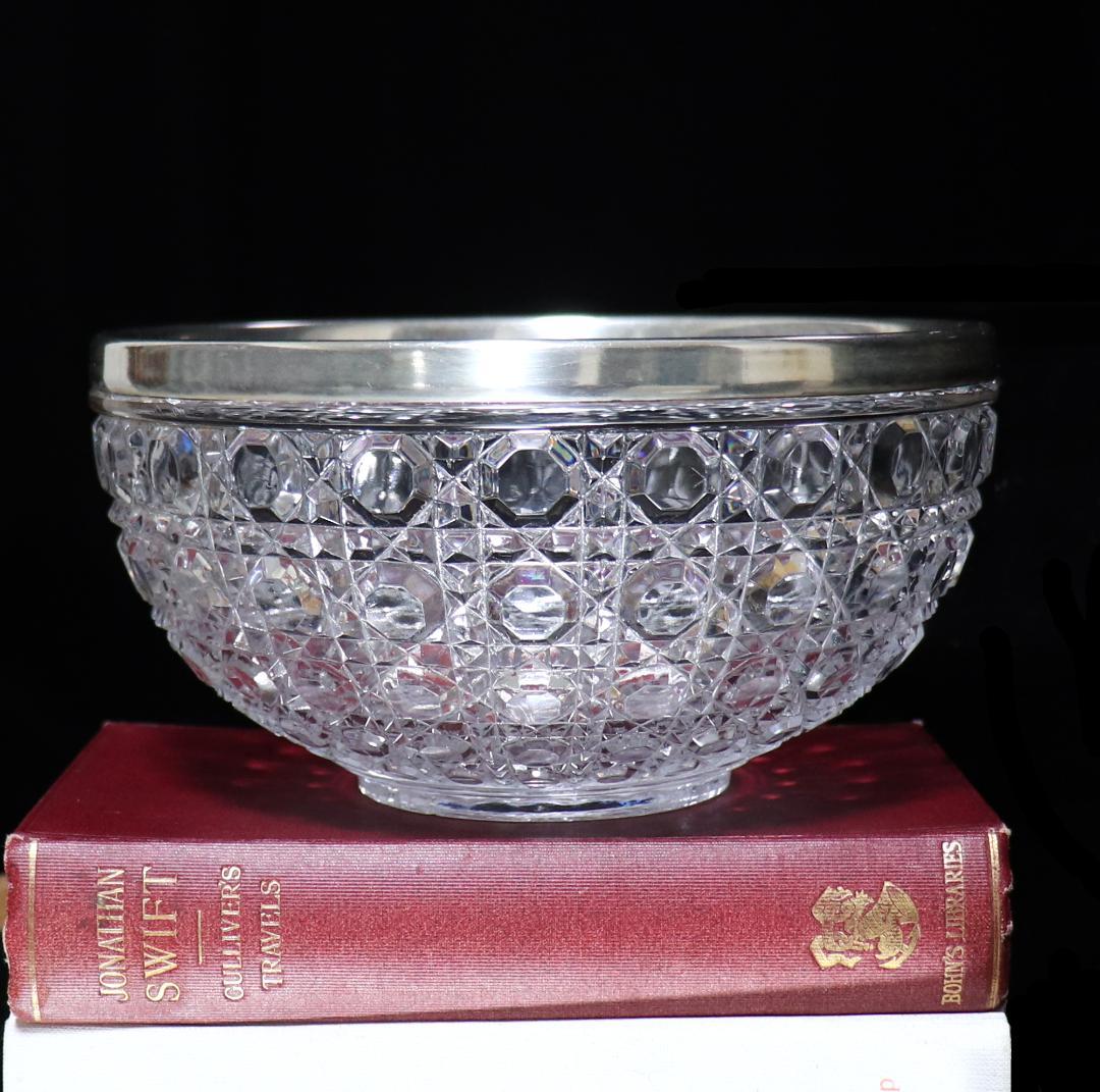 オールド・バカラ 1890年 銀巻大型鉢 切子 ディアマン・ピエーリー ボウル