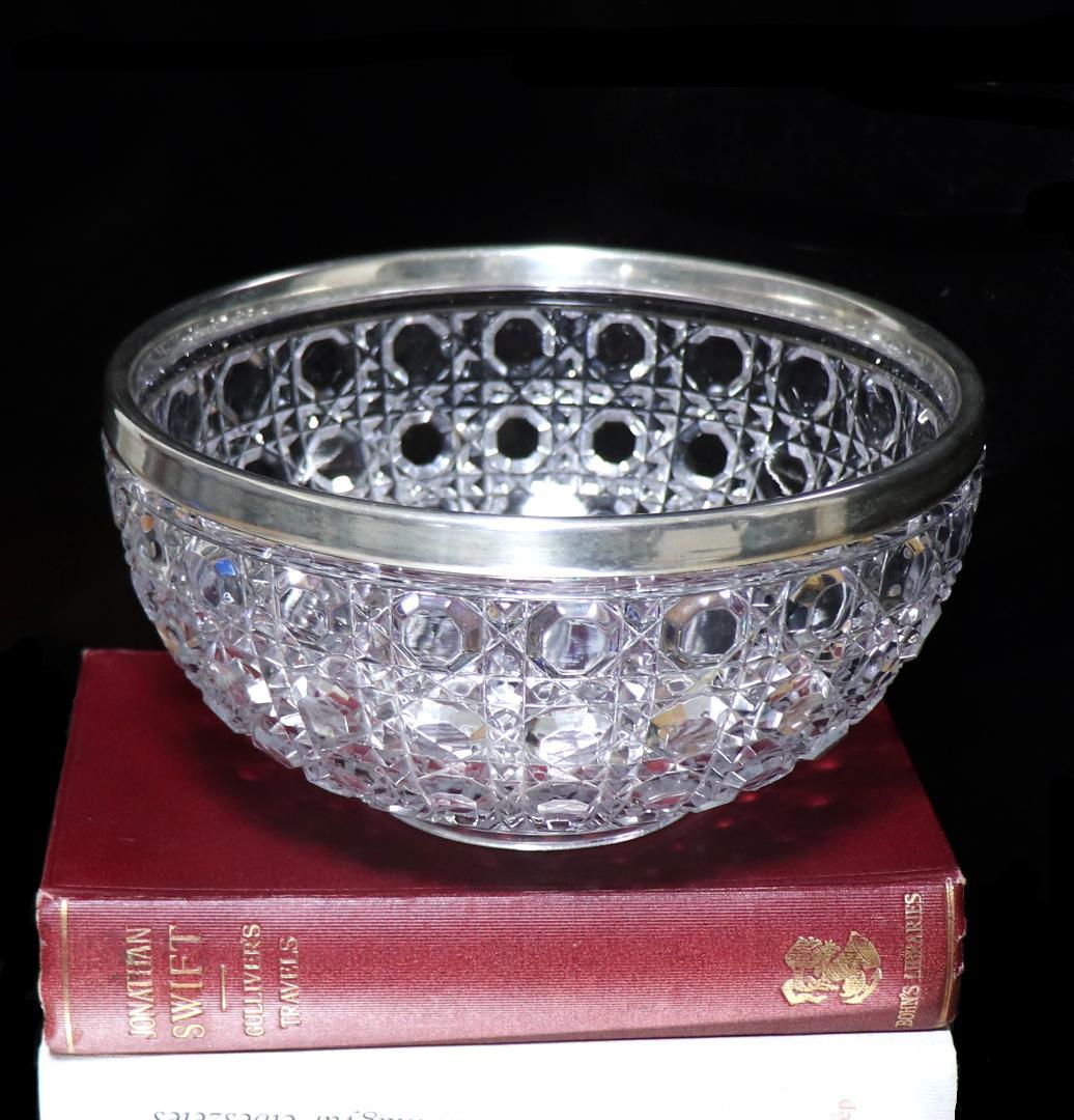 オールド・バカラ 1890年 銀巻大型鉢 切子 ディアマン・ピエーリー ボウル