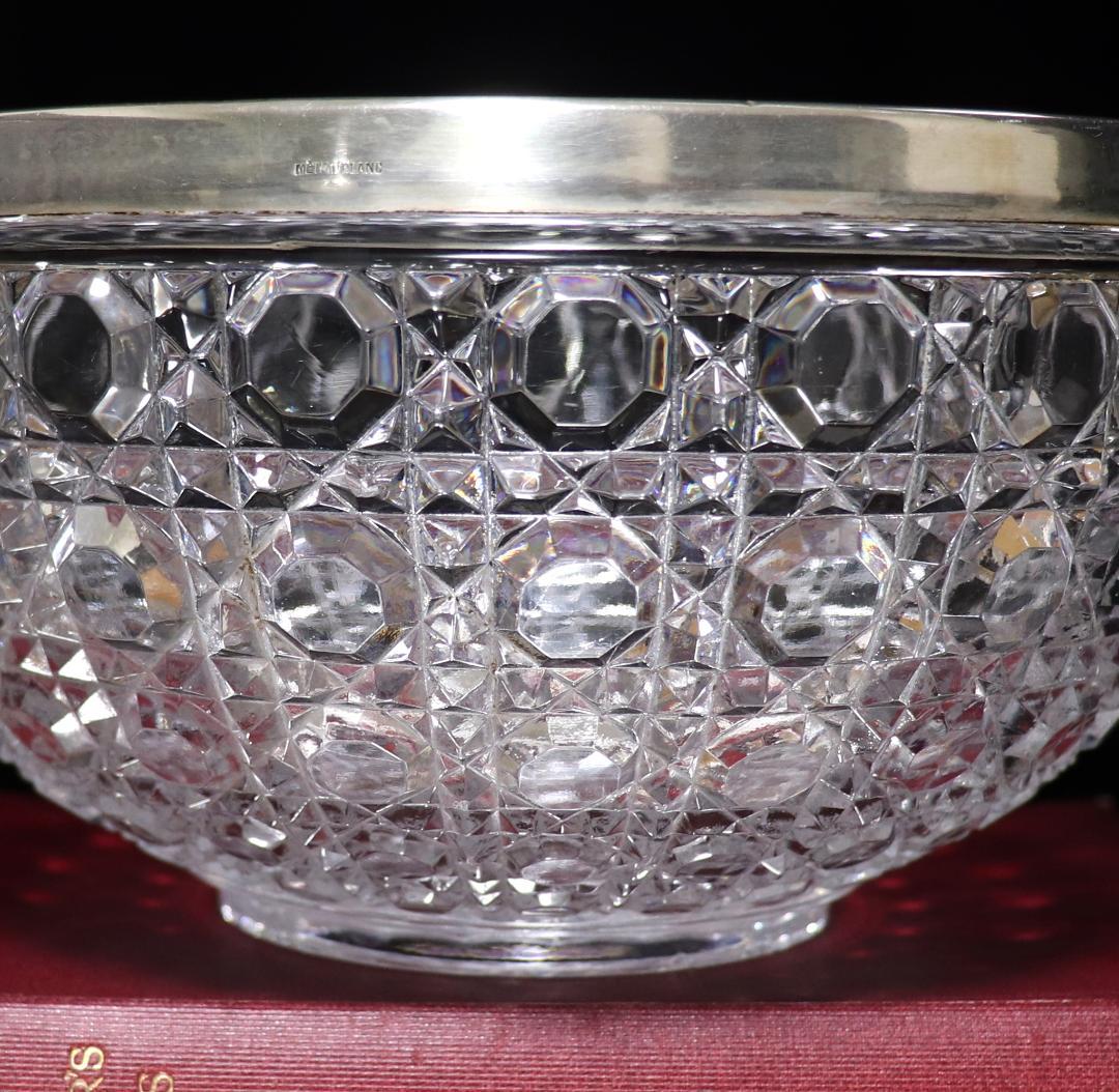 オールド・バカラ 1890年 銀巻大型鉢 切子 ディアマン・ピエーリー ボウル