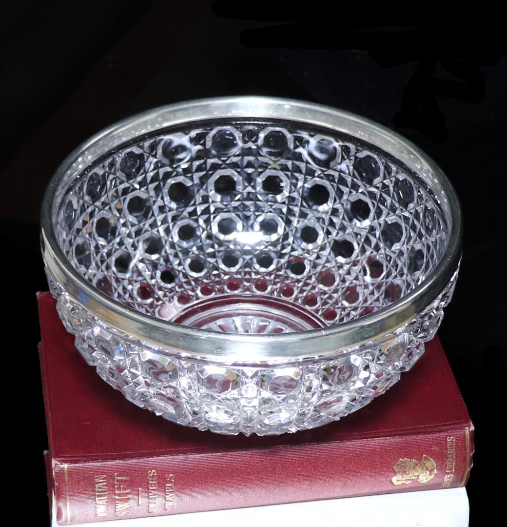 オールド・バカラ 1890年 銀巻大型鉢 切子 ディアマン・ピエーリー ボウル