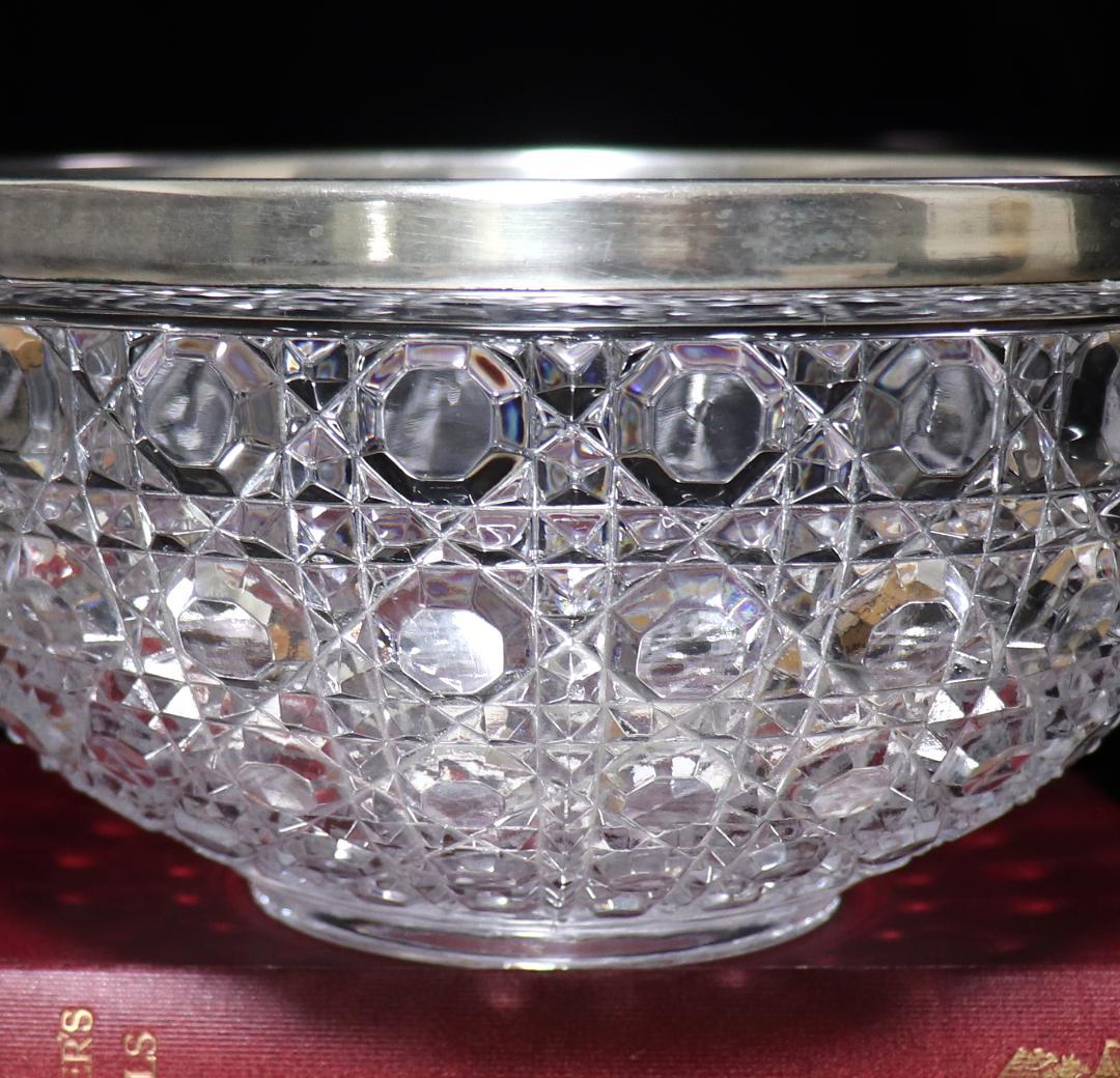 オールド・バカラ 1890年 銀巻大型鉢 切子 ディアマン・ピエーリー ボウル