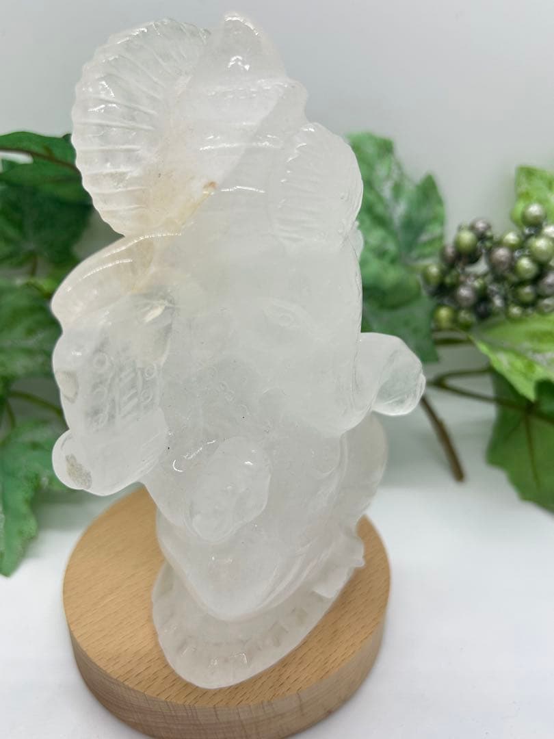 天然石ミルク水晶ガネーシャ置物　No.924
