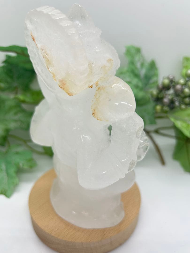 天然石ミルク水晶ガネーシャ置物　No.924