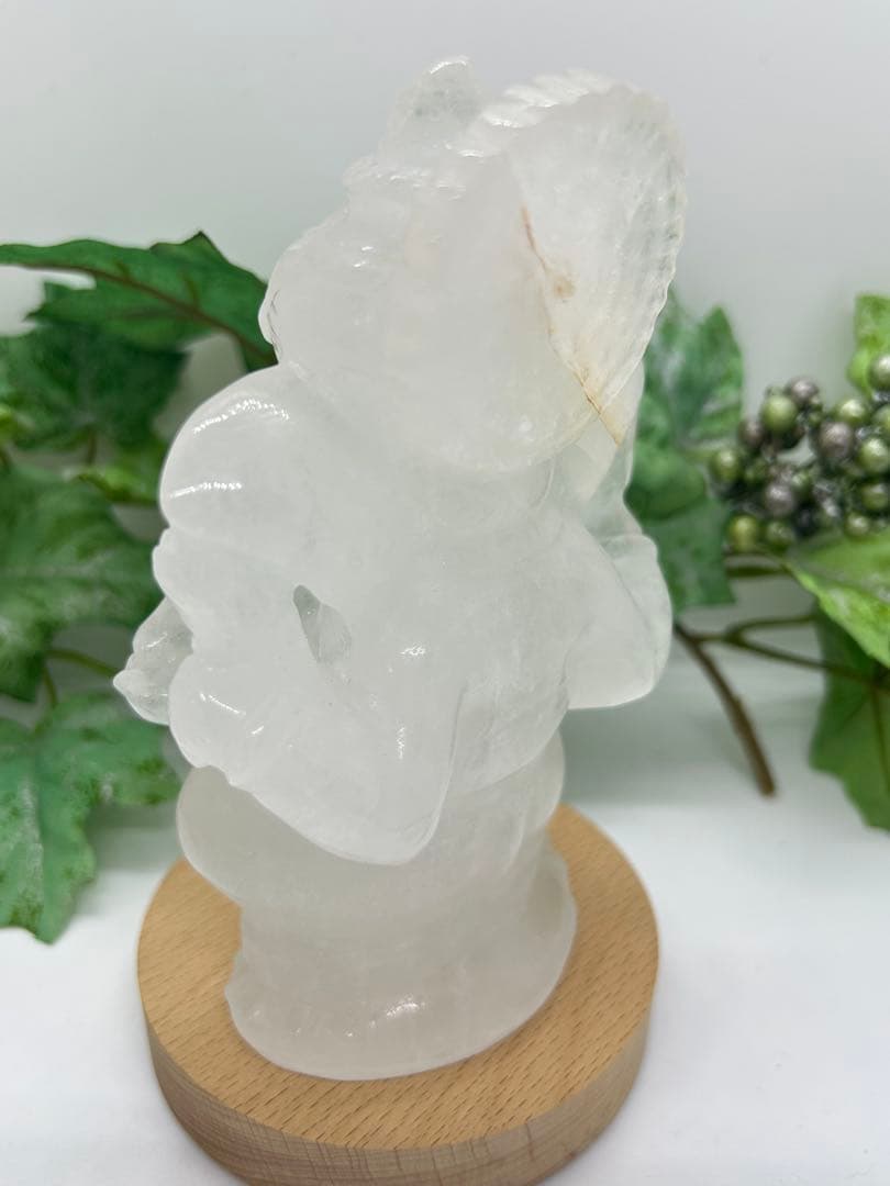 天然石ミルク水晶ガネーシャ置物　No.924