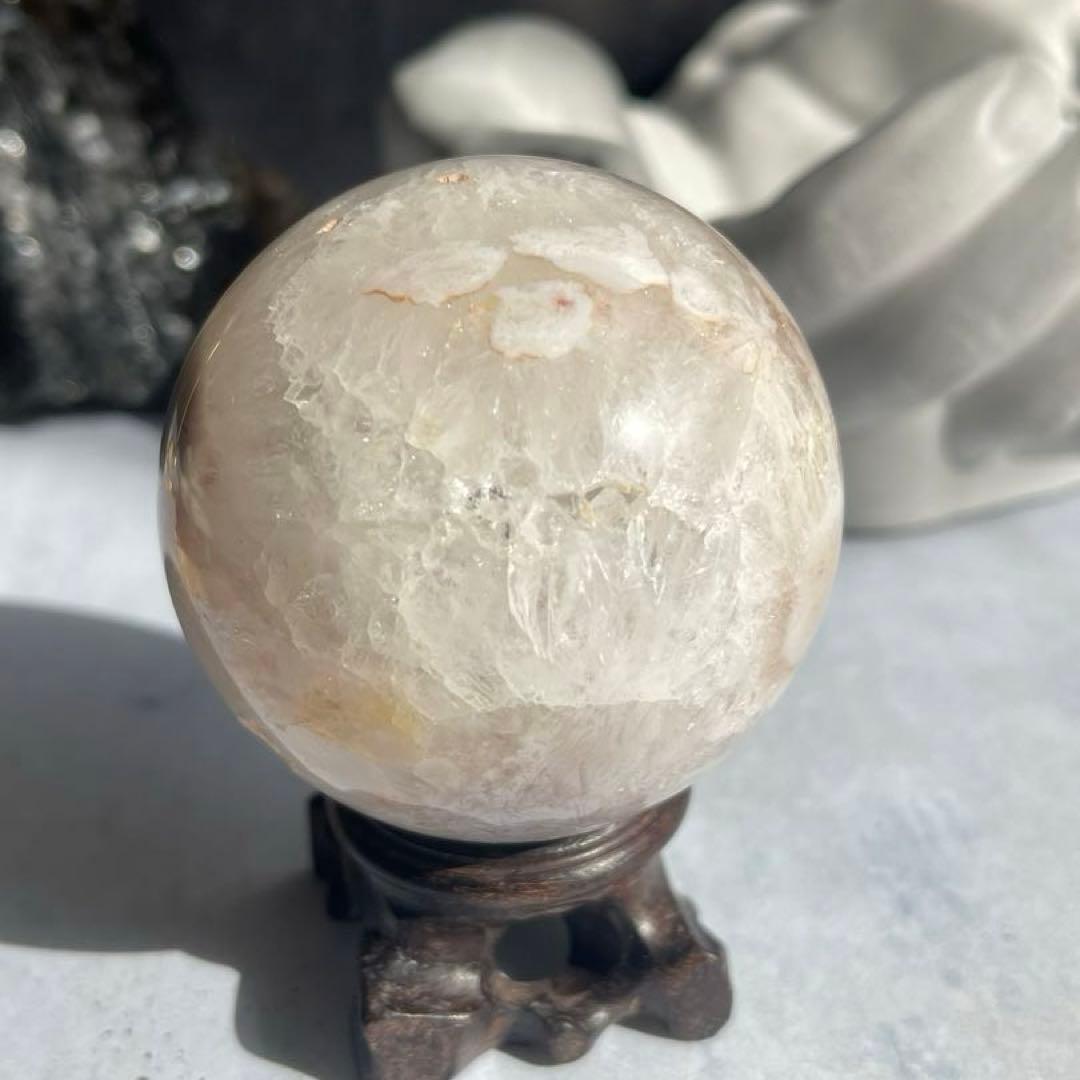 SALE☆ さくら瑪瑙 桜瑪瑙 スフィア アゲート スタンド付き