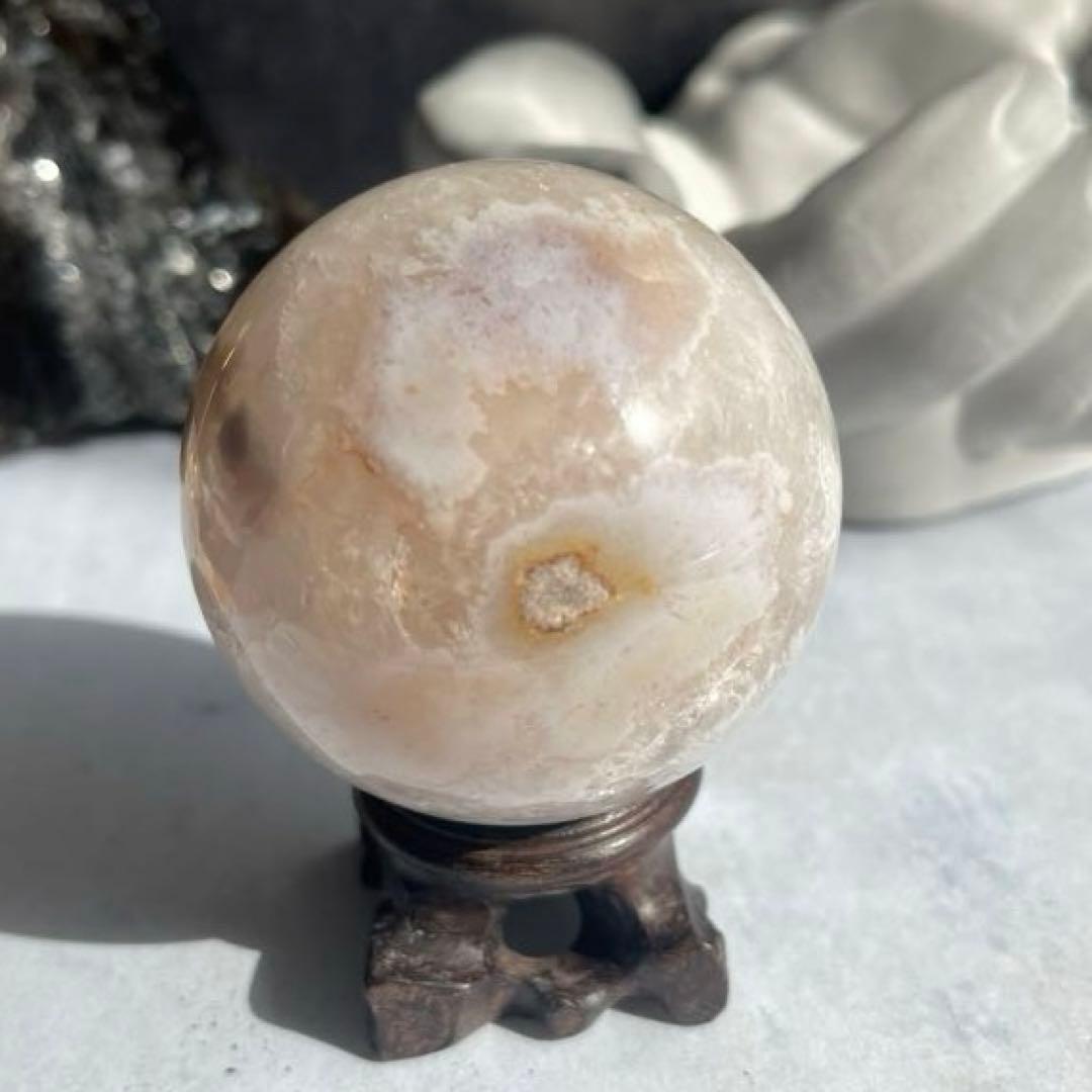 SALE☆ さくら瑪瑙 桜瑪瑙 スフィア アゲート スタンド付き