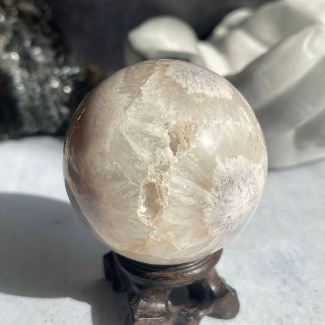 SALE☆ さくら瑪瑙 桜瑪瑙 スフィア アゲート スタンド付き