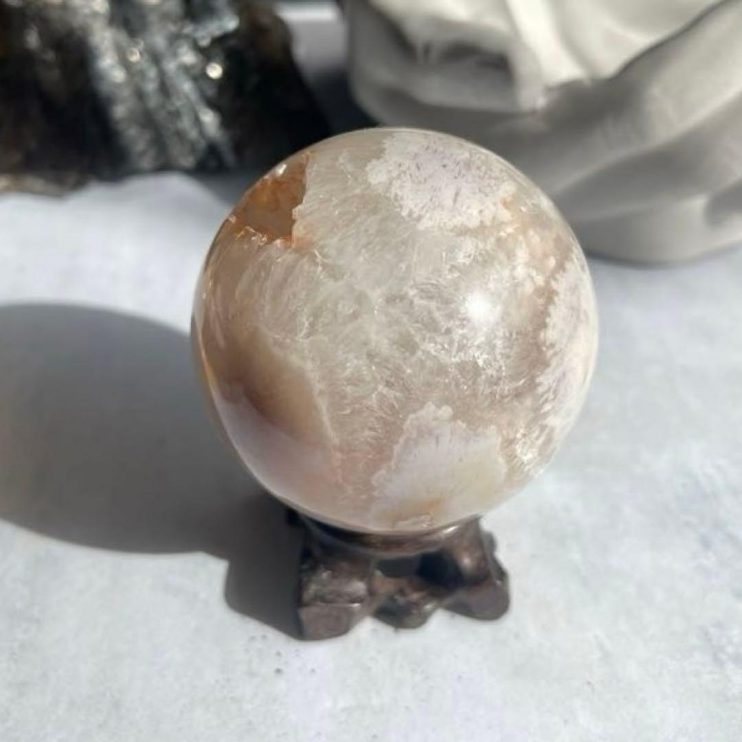 SALE☆ さくら瑪瑙 桜瑪瑙 スフィア アゲート スタンド付き