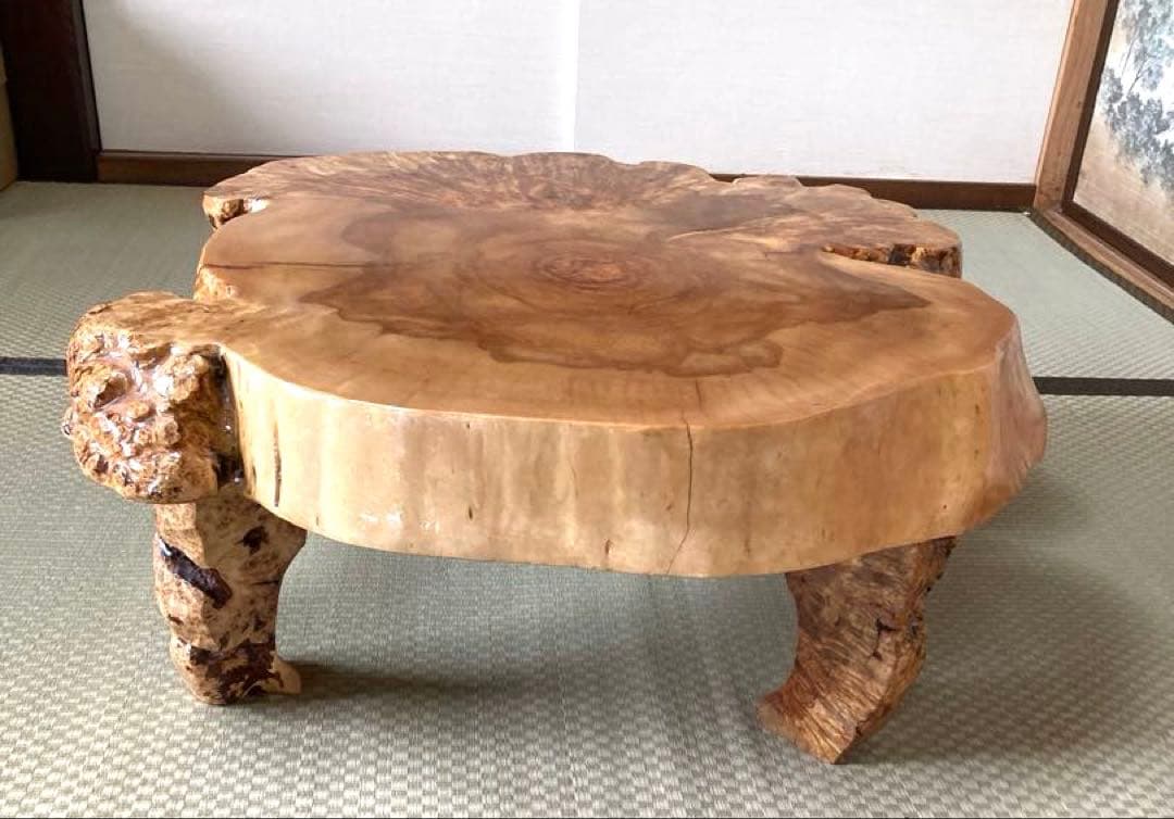 北海道産　天然木　極厚　一枚板　瘤　テーブル