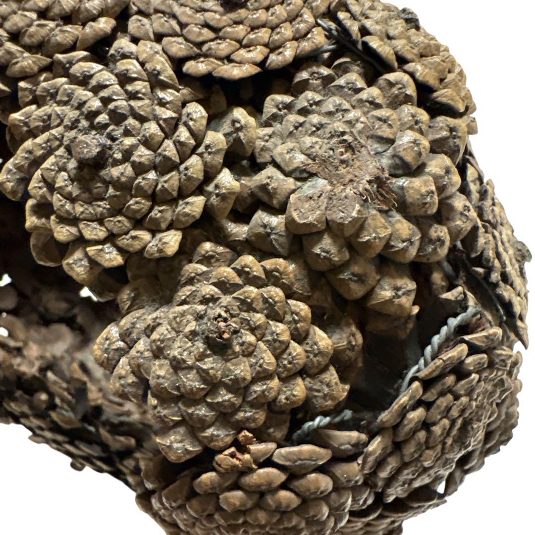 松笠細工 シダーローズ 花籠 取っ手付き 木の実クラフト バスケット オブジェ