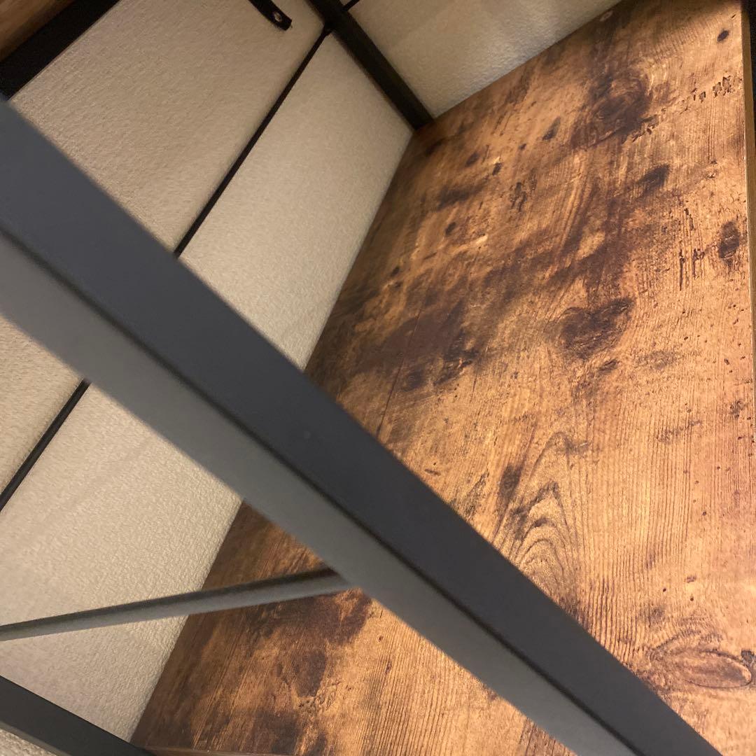 ニトリ 黒アイアン マルチシェルフ ステイン ブラウン ラック 4段大型棚