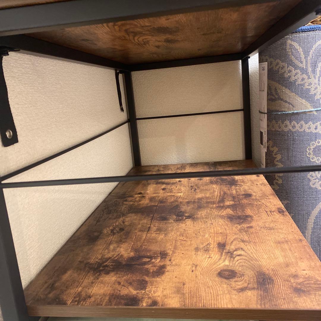 ニトリ 黒アイアン マルチシェルフ ステイン ブラウン ラック 4段大型棚