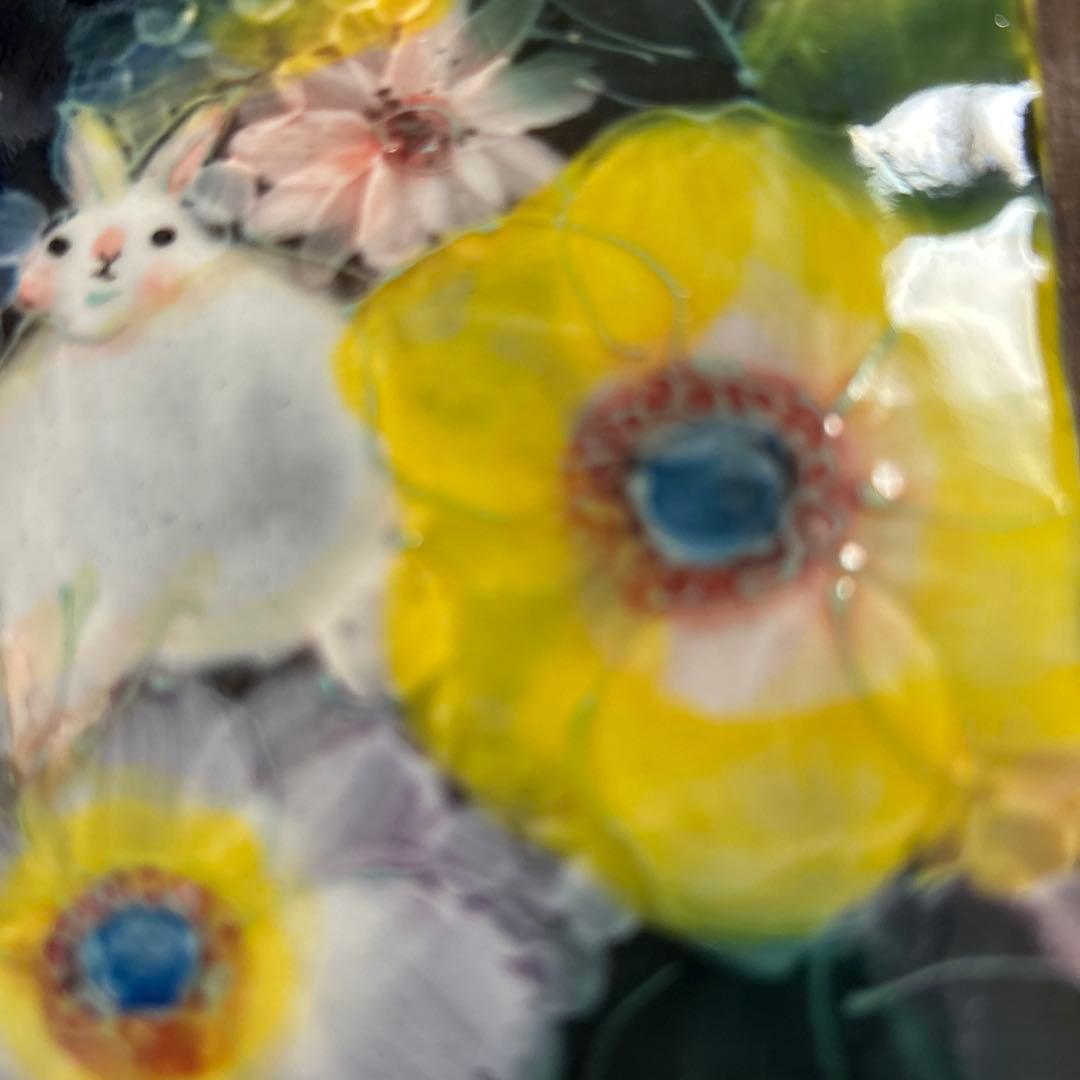 作家 陶芸作家 野村晃子 うさぎと花 飾り皿 銘々皿 ゆずりは工房好き