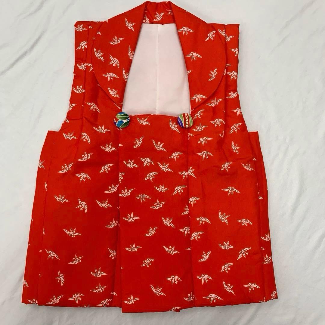 602agu3□七五三 三歳 女の子 着物&被布&長襦袢 花 青海波□美品