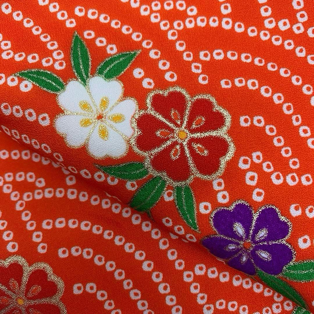 602agu3□七五三 三歳 女の子 着物&被布&長襦袢 花 青海波□美品