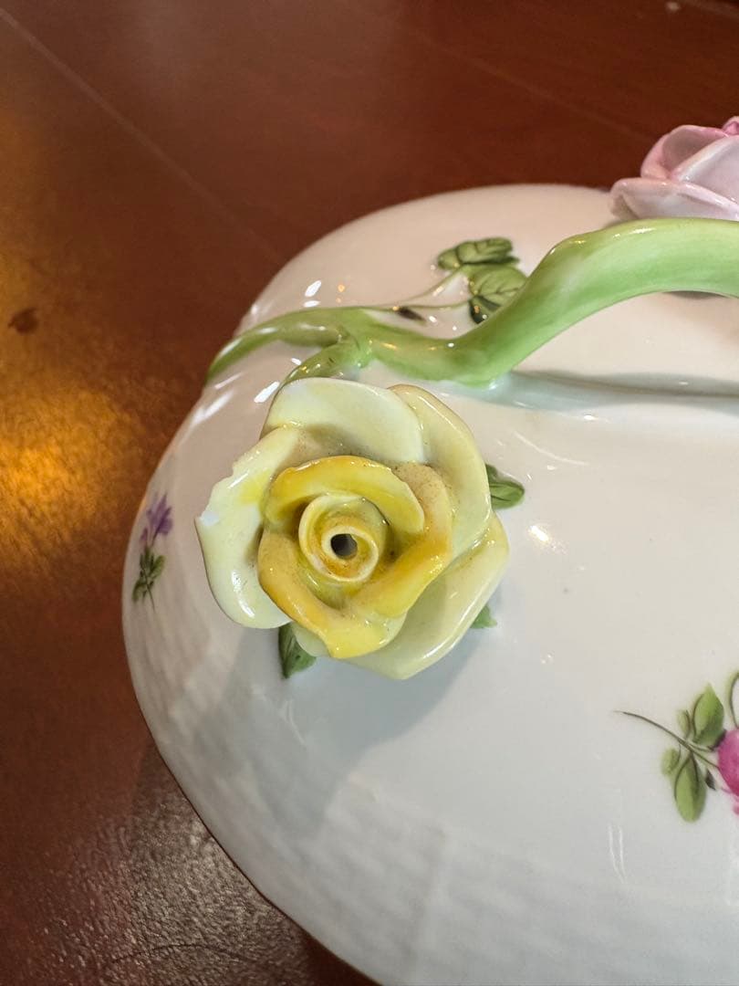 【極美品・ハンドメイド】ヘレンド ハート形小物入れ(L) ミルフルール