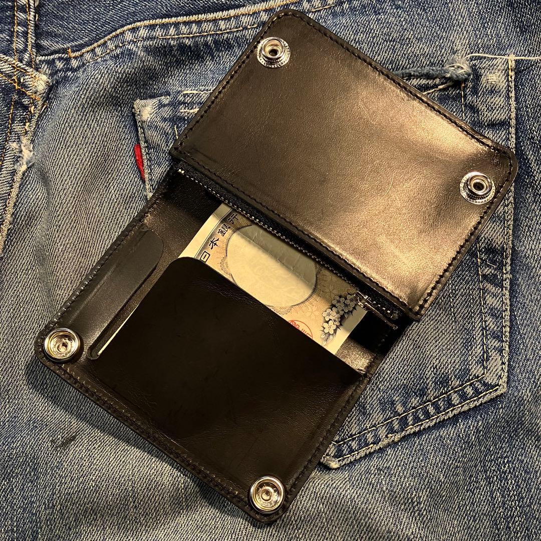 お札が折れない！ミドルトラッカーウォレット 3層 シルバー 栃木レザー