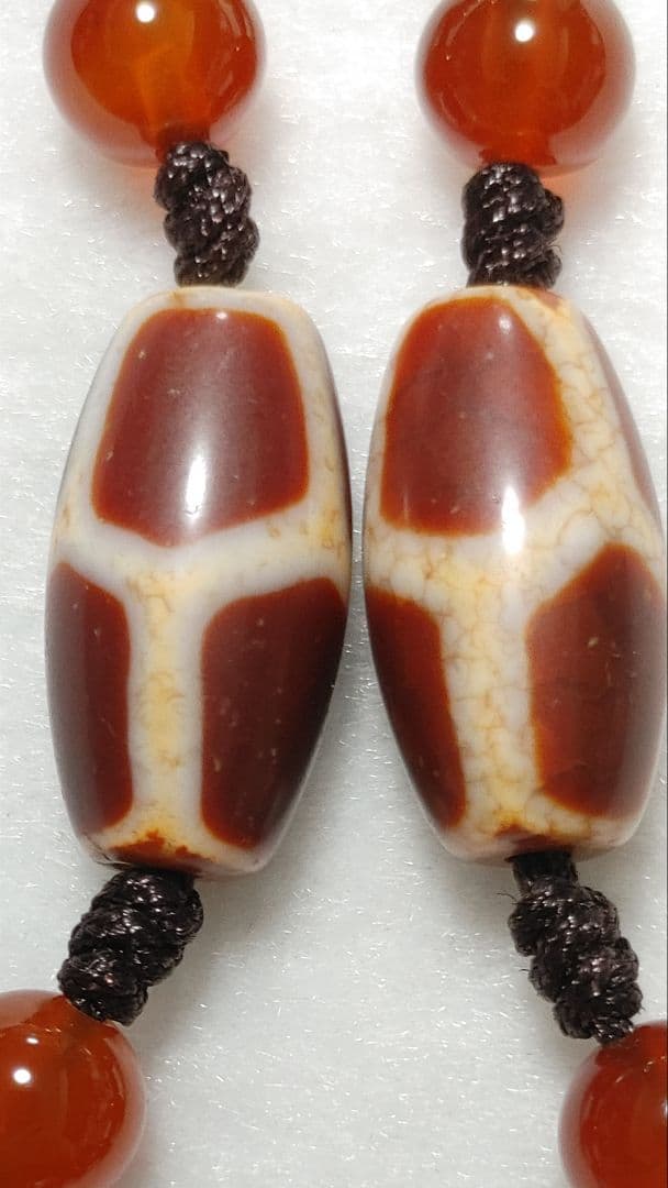 上肯西蔵紅玉髄龍紋天珠チベット直送、金剛七眼天珠