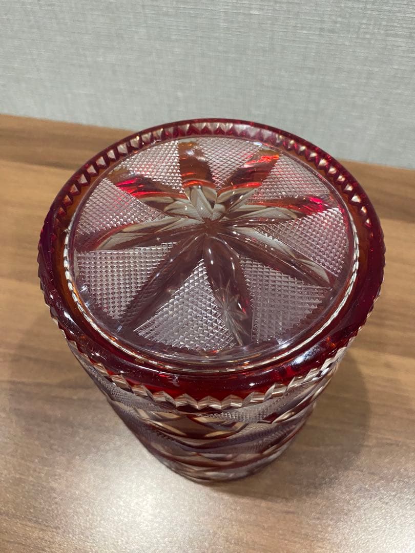 切子　蓋物　三段重　木箱付き