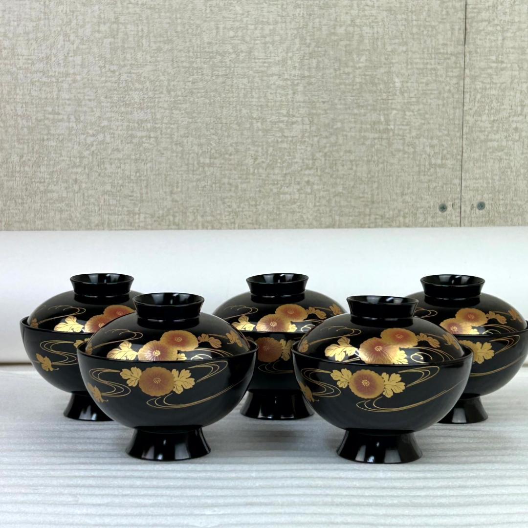 会津塗 照井久良人 年輪・うるし塗 御吸物椀揃5客セット 木箱入り