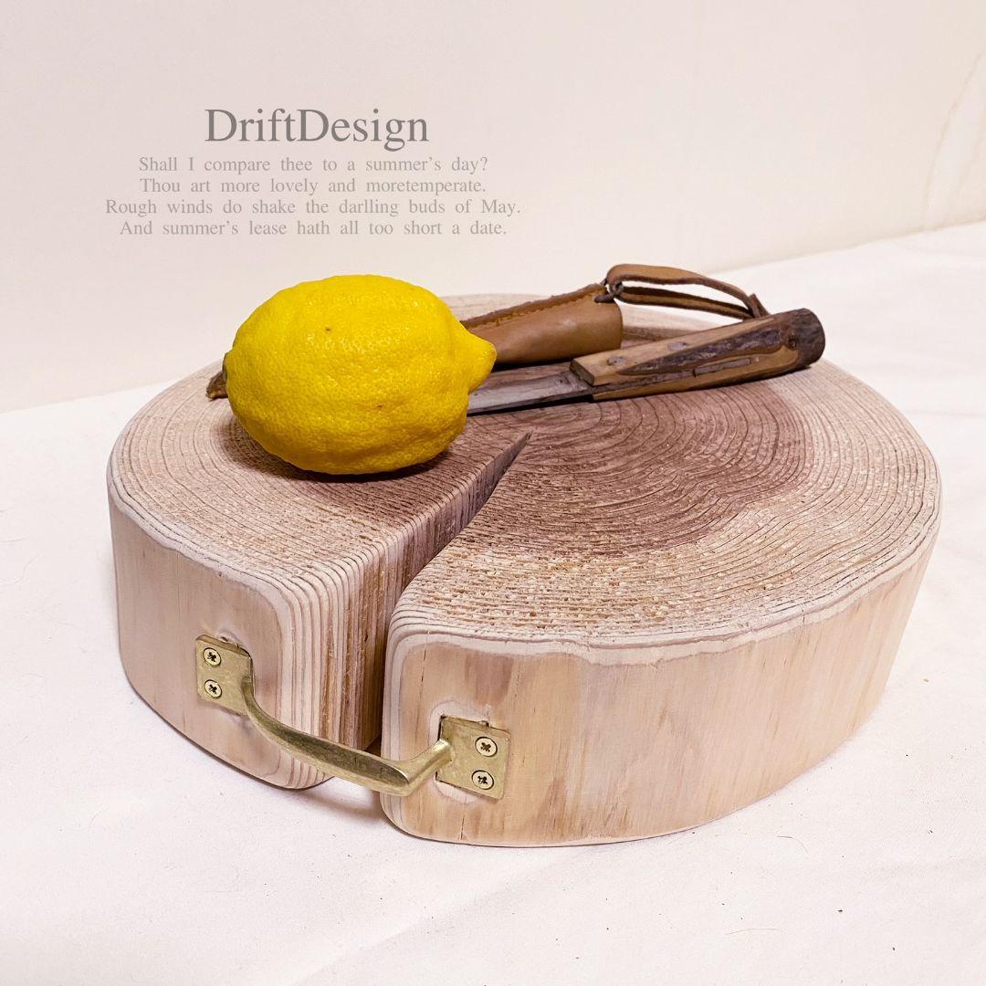 〜DriftDesign〜　キレイめ希少丸太流木のハンドル付ミニテーブル　机