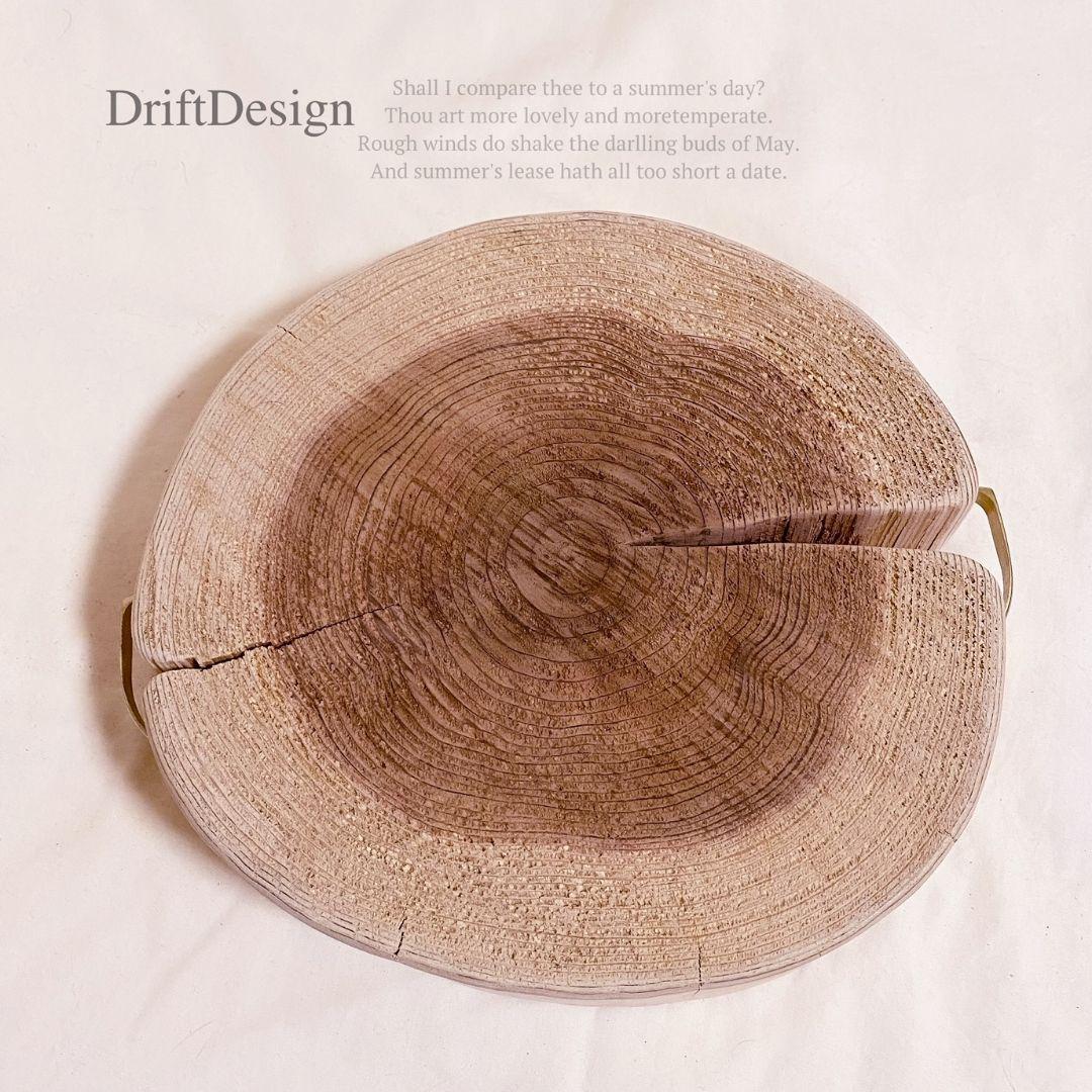 〜DriftDesign〜　キレイめ希少丸太流木のハンドル付ミニテーブル　机