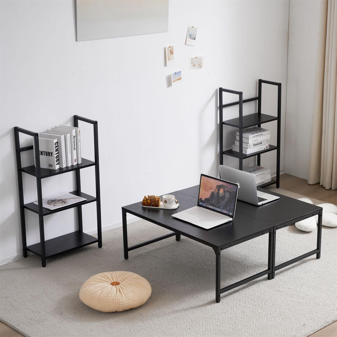 期限セール デスク ミシン台 ロータイプ パソコンデスク 一体分離両用3段 白