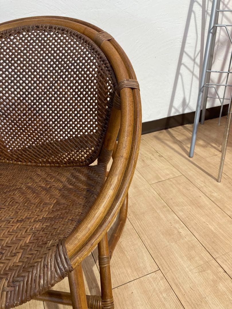 ラタン製　ラタンチェア　籐　昭和レトロ