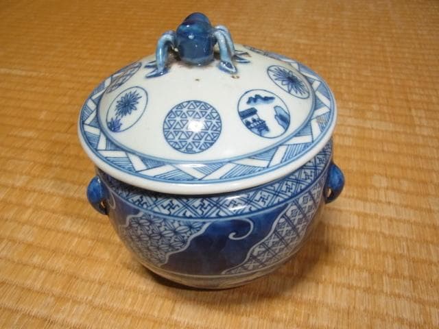 美品 明時代◆中国古陶磁（景徳鎮窯） 五良大甫 呉祥瑞造 祥瑞水指 高さ14cm