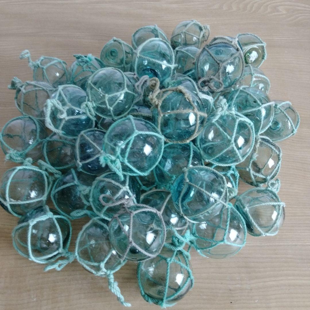 ガラス浮き球　浮き玉　ガラス玉　５０個セット　網紐付き