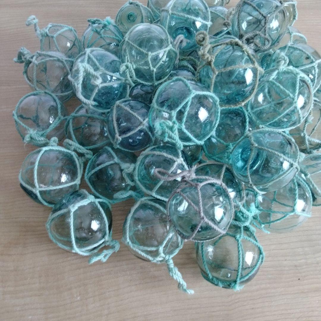 ガラス浮き球　浮き玉　ガラス玉　５０個セット　網紐付き