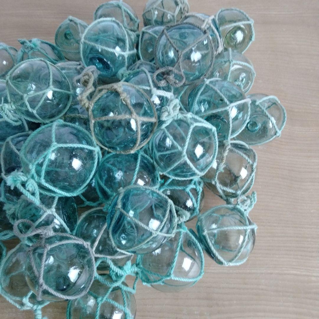 ガラス浮き球　浮き玉　ガラス玉　５０個セット　網紐付き
