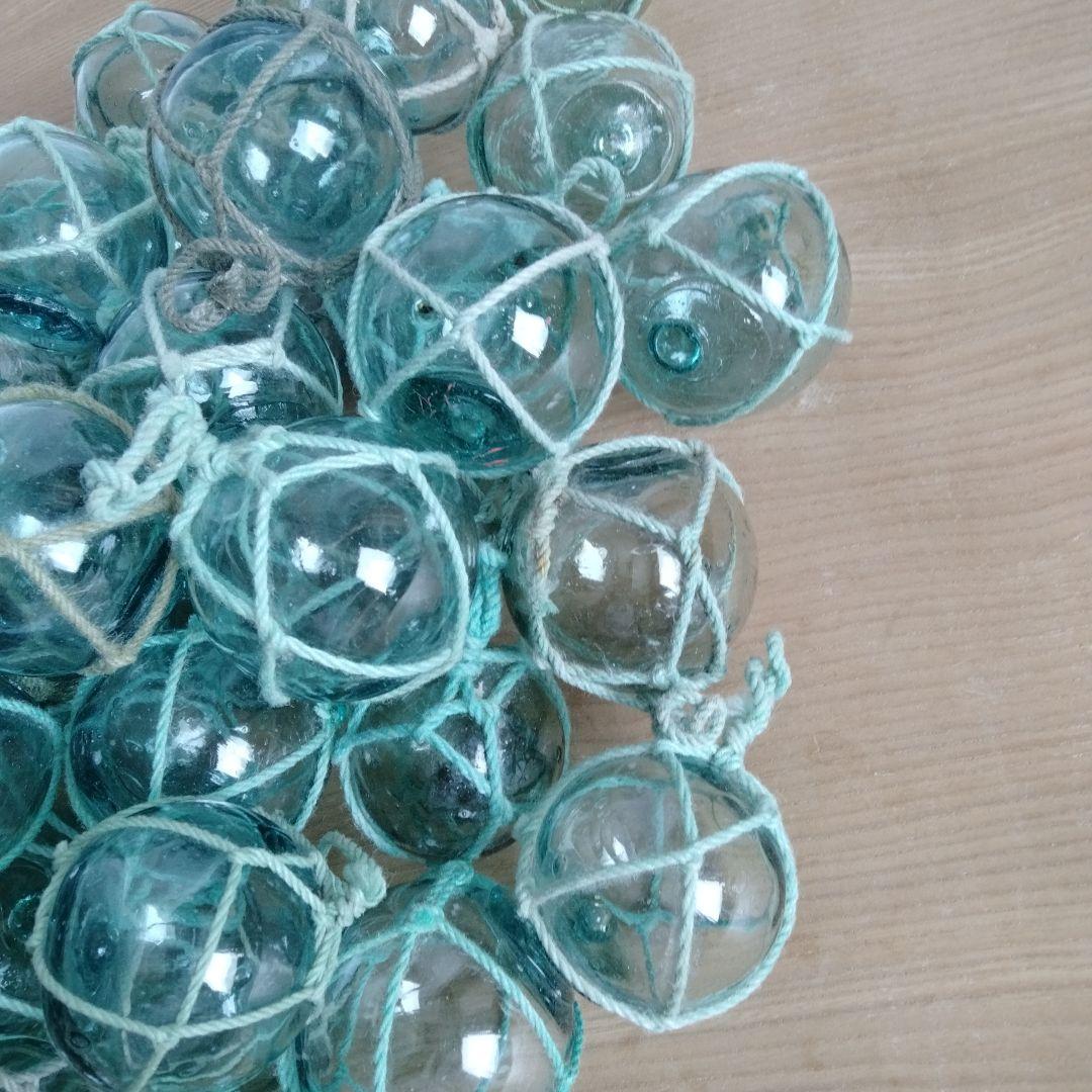 ガラス浮き球　浮き玉　ガラス玉　５０個セット　網紐付き